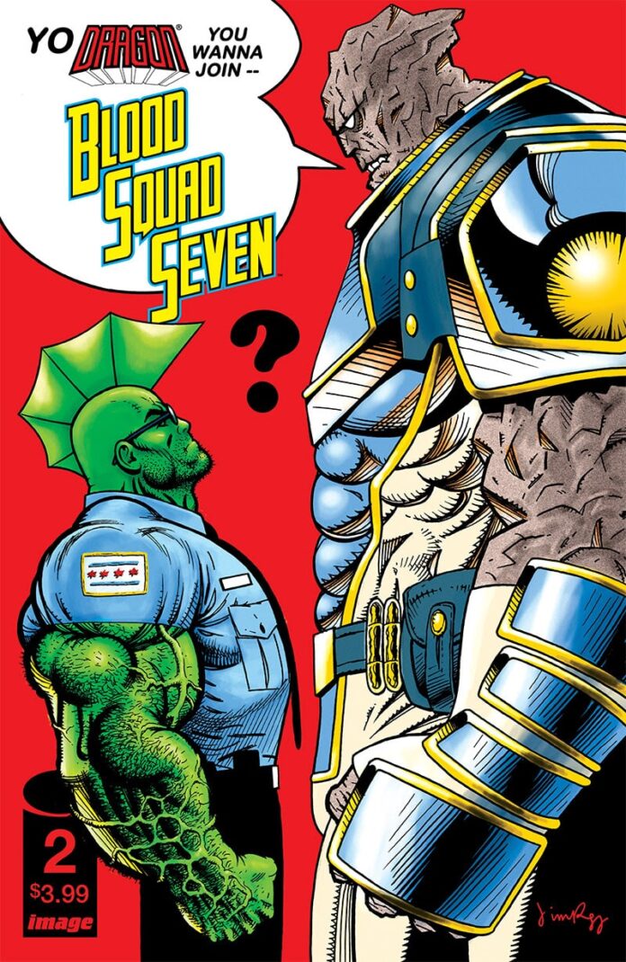 Savage Dragon makes a guest appearance in Blood Squad Seven #2