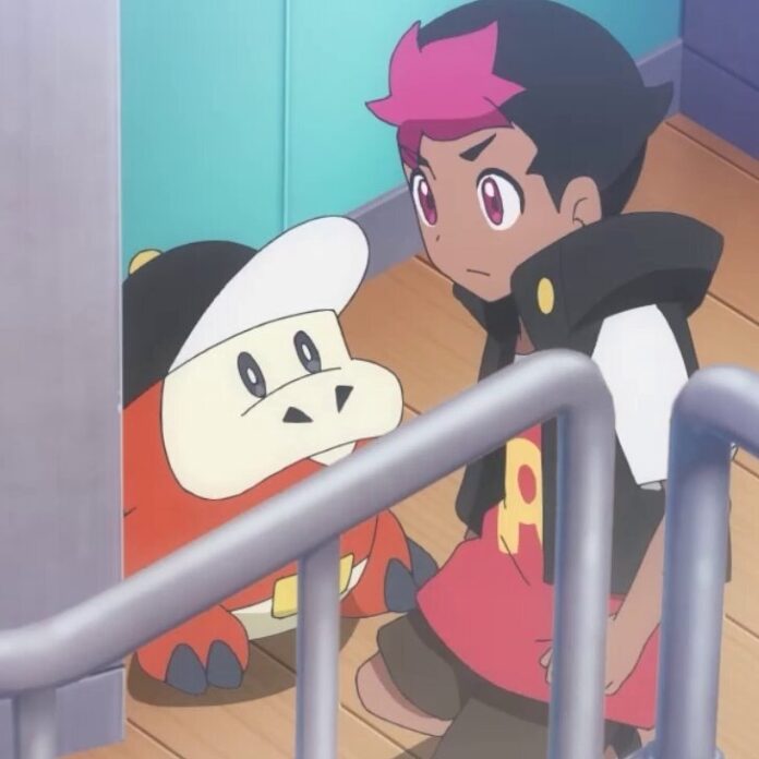 Fuecoco wearing Roy’s hat in Pokémon Horizons: The Series is an adorable sight to behold