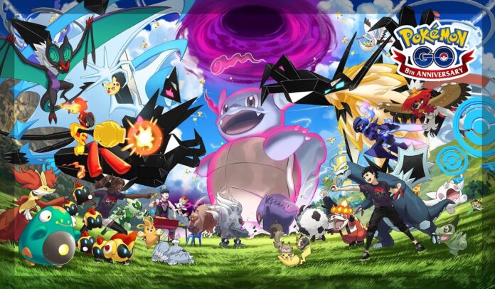 Niantic reveals the official Pokémon GO 8th Anniversary artwork, which confirms the Dynamax feature is coming to Pokémon GO for the first time