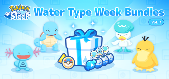 Water Type Week Bundles Vol. 1 (S, M, and L) will be available in Pokémon Sleep beginning August 19