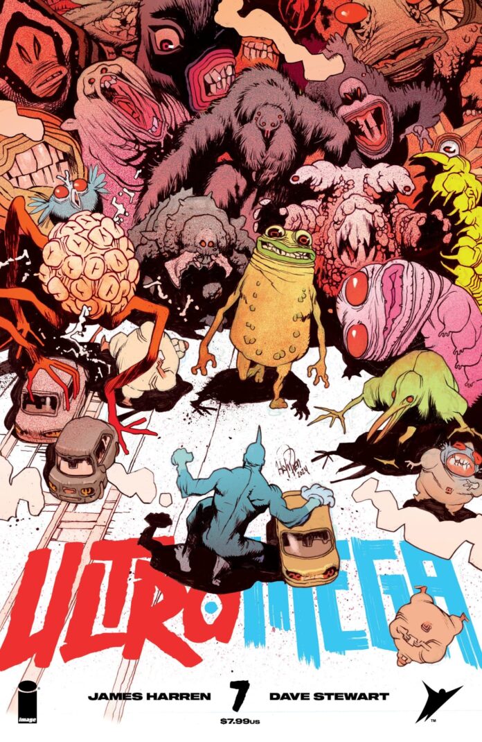 Your First Look at the Kaiju Beatdown in Ultramega #7 by James Harren