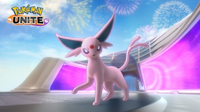 New Fairy-Tale Style Holowear for Espeon now available in Pokémon UNITE, First to 500 mode also now live