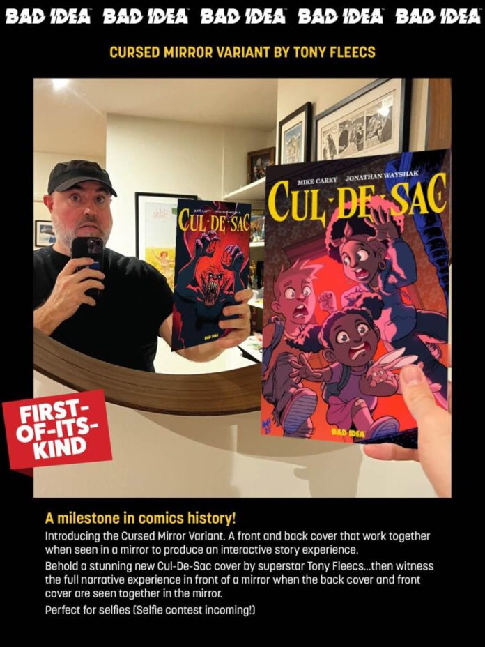Bad Idea and Tony Fleecs reveal a Cursed Mirror comic cover for Cul-De-Sac #1