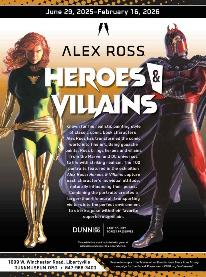 The Alex Ross: Heroes & Villains exhibit a the Dunn Museum opens to the public June 29, 2025