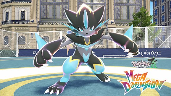 In Pokémon Legends: Z-A – Mega Dimension, Protrusions on Mega Zeraora’s forehead, chest, back and the backs of its hands concentrate intense electric energy, steadily emitting a pale blue light In Pokémon Legends: Z-A – Mega Dimension, Protrusions on Mega Zeraora’s forehead, chest, back and the backs of its hands concentrate intense electric energy, steadily emitting a pale blue light