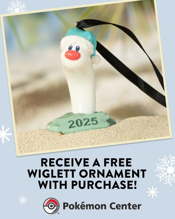 You can receive a free Wiglett holiday ornament with purchase using the code holidayus when checking out at the official Pokémon Center