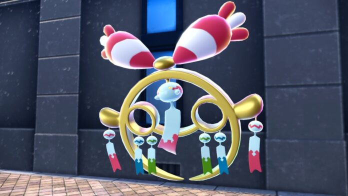 Mega Chimecho is flanked by six dangling copies and can hit enemies with barrages of intense sound waves in Pokémon Legends: Z-A – Mega Dimension