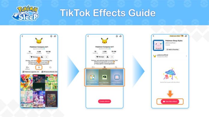Three Pokémon Sleep effects from The Pokémon Company are now available on TikTok