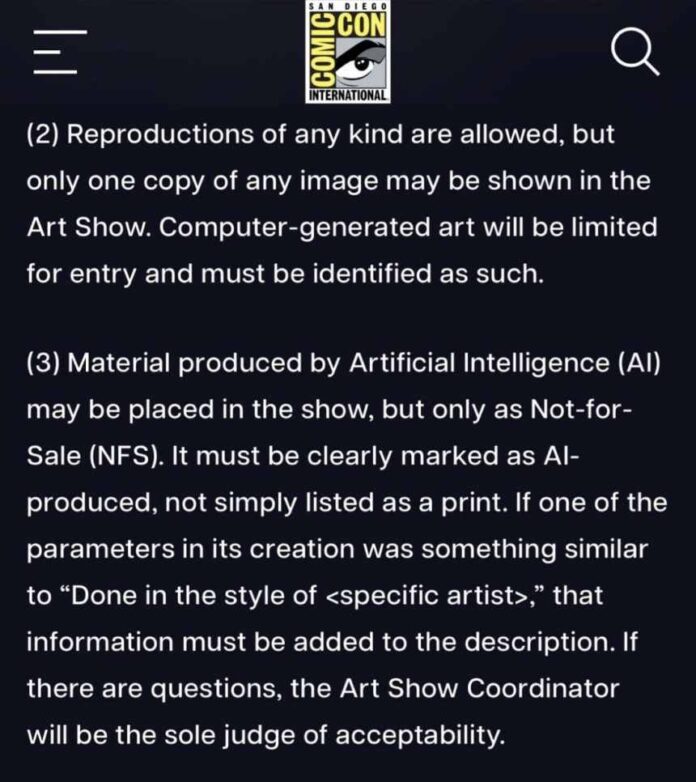 Update: San Diego Comic-Con Quietly Updates its Art Show AI Policy Reversing Course