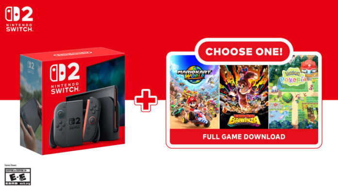 Nintendo Switch 2: Choose Your Game Bundle available now for $499.99, the bundle comes with the digital version of Mario Kart World or Donkey Kong Bananza or Pokémon Pokopia
